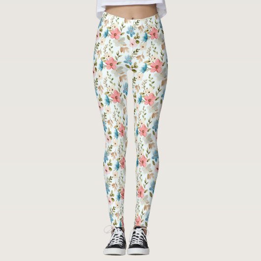 Aquarellfarbene Wildblumen Blumenmuster-67676 Leggings (Vorderseite)