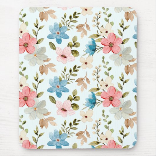 Aquarellfarbene Wildblumen Blumenmuster-67676 Mousepad (Vorne)