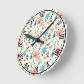 Aquarellfarbene Wildblumen Blumenmuster-67676 Runde Wanduhr (Winkel)