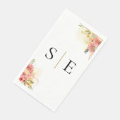 Aquarellfarbene Wildblumen Blumenmuster Monogramm Serviette (Ecke)