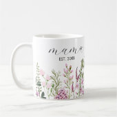 Aquarellfarbene Wildblumen Botanische Junge Mutter Kaffeetasse (Links)