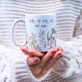 Aquarellfarbene Wildblumen Botanische Junge Mutter Kaffeetasse