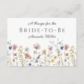 Aquarellfarbene Wildblumen Brautparty Rezept Karte (Vorderseite)