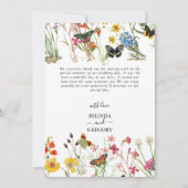 Aquarellfarbene Wildblumen Butterfliegen Blumenzeh Dankeskarte (Rückseite)