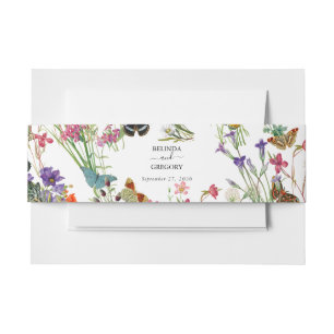 Aquarellfarbene Wildblumen Butterfliegen Blumenzeh Einladungsbanderole