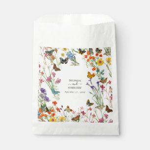 Aquarellfarbene Wildblumen Butterfliegen Blumenzeh Geschenktütchen