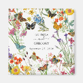 Aquarellfarbene Wildblumen Butterfliegen Blumenzeh Magnet (Vorne)