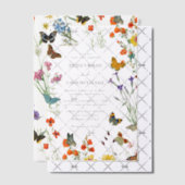 Aquarellfarbene Wildblumen Butterfliegen Blumenzeh Pergament Einladungen (Versetzt (Einladung))