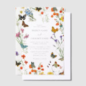 Aquarellfarbene Wildblumen Butterfliegen Blumenzeh Pergament Einladungen (Versetzt)