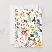 Aquarellfarbene Wildblumen Butterfliegen Blumenzeh RSVP Karte (Rückseite)