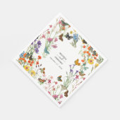 Aquarellfarbene Wildblumen Butterfliegen Blumenzeh Serviette (Ecke)