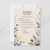 Aquarellfarbene Wildblumen Elegante Beige Hochzeit RSVP Karte (Vorderseite)