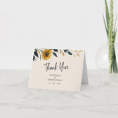 Aquarellfarbene Wildblumen Elegantes Beige Hochzei Dankeskarte (Vorderseite)