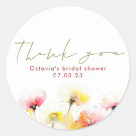 Aquarellfarbene Wildblumen Elegantes Niedliches Da Runder Aufkleber