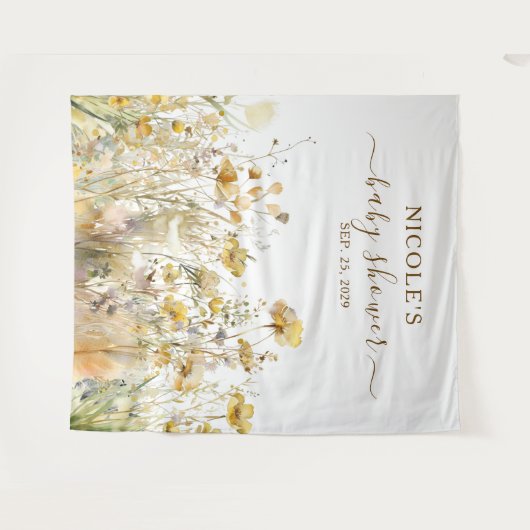 Aquarellfarbene Wildblumen fallen Babydusche Hinte Wandteppich (Vorderseite (Horizontal))