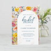 Aquarellfarbene Wildblumen Farbvolles Brautparty Einladung (Stehend Vorderseite)