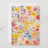 Aquarellfarbene Wildblumen Farbvolles Brautparty Einladung (Rückseite)