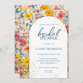 Aquarellfarbene Wildblumen Farbvolles Brautparty Einladung (Vorne/Hinten)