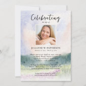 Aquarellfarbene Wildblumen Feiern zum Foto des Leb Einladung (Vorderseite)