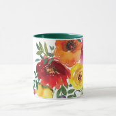 Aquarellfarbene Wildblumen Floral Monogramm Zwei T Tasse (Zentrum)
