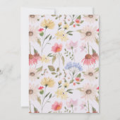 Aquarellfarbene Wildblumen, Foliage & Hochzeit Einladung (Rückseite)