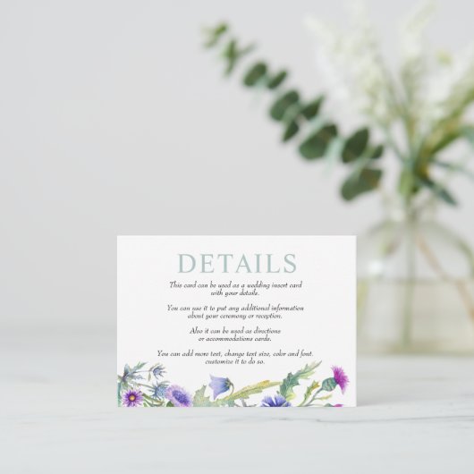 Aquarellfarbene Wildblumen Garland Frühjahrshochze Begleitkarte (Stehend Vorderseite)