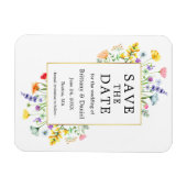 Aquarellfarbene Wildblumen Goldrahmen Save the Dat Magnet (Horizontal)