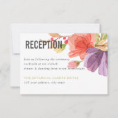 Aquarellfarbene Wildblumen Grüne Hochzeitsempfang Einladung (Vorderseite)