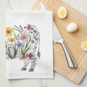 Aquarellfarbene Wildblumen in Form einer Niedliche Geschirrtuch (Viertel Falte)