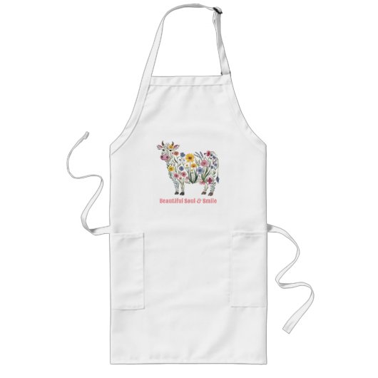 Aquarellfarbene Wildblumen in Form einer Niedliche Lange Schürze (Vorne)