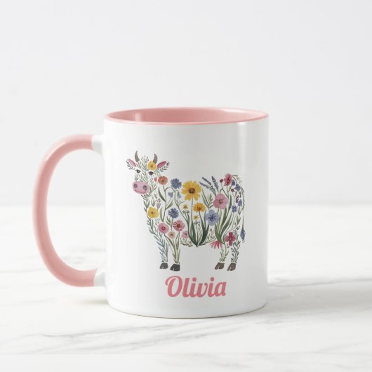 Aquarellfarbene Wildblumen in Form einer Niedliche Tasse (Links)