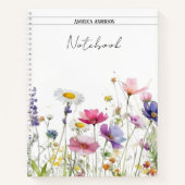 Aquarellfarbene Wildblumen individuelle Name weiß Notizblock (Vorderseite)