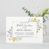 Aquarellfarbene Wildblumen Kalligraphie Bridal Lun Einladung (Stehend Vorderseite)