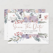 Aquarellfarbene Wildblumen Kupfer SAVE THE DATE Postkarte (Vorne/Hinten)