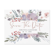 Aquarellfarbene Wildblumen Kupfer SAVE THE DATE