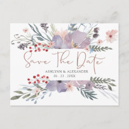 Aquarellfarbene Wildblumen Kupfer SAVE THE DATE Postkarte
