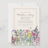 Aquarellfarbene Wildblumen Lila Muttertag Einladung (Vorderseite)