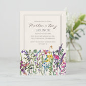 Aquarellfarbene Wildblumen Lila Muttertag Einladung (Stehend Vorderseite)