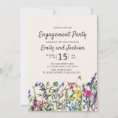 Aquarellfarbene Wildblumen Lila Verlobung Einladung (Vorderseite)