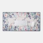 Aquarellfarbene Wildblumen Personalisiert Schreibtischunterlage (Tastatur & Maus)