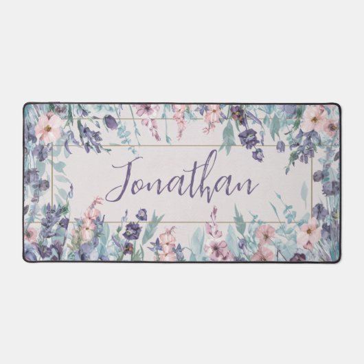 Aquarellfarbene Wildblumen Personalisiert Schreibtischunterlage (Vorderseite)