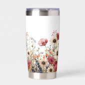 Aquarellfarbene Wildblumen personalisiert Thermobecher (Vorderseite)