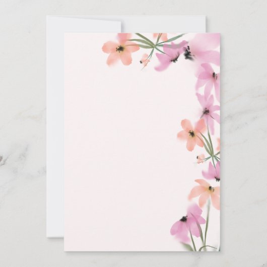 Aquarellfarbene Wildblumen Rosa Boho Blume Süß 16 Einladung (Rückseite)