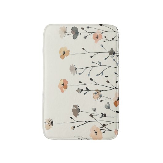 Aquarellfarbene Wildblumen Rustikal & elegant Badematte (Vorderseite Vertikal)