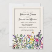 Aquarellfarbene Wildblumen Rustikale Hochzeit Einladung (Vorderseite)