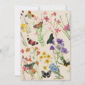 Aquarellfarbene Wildblumen Schmetterlinge Brautpar Einladung (Rückseite)