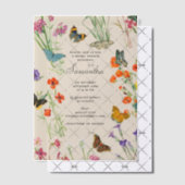 Aquarellfarbene Wildblumen Schmetterlinge Brautpar Pergament Einladungen (Versetzt (Einladung))