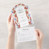 Aquarellfarbene Wildblumen uAwg Hochzeit All In One Einladung (Abreißen)