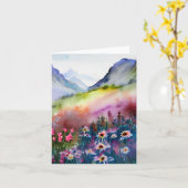 Aquarellfarbene Wildblumen und Berge individuell a Karte (Gelbe Blume)