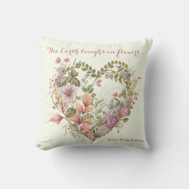 Aquarellfarbene Wildblumen und Botanicale im Herze Kissen